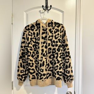 Loft leopard print hooded sweater. Size small. NWT.